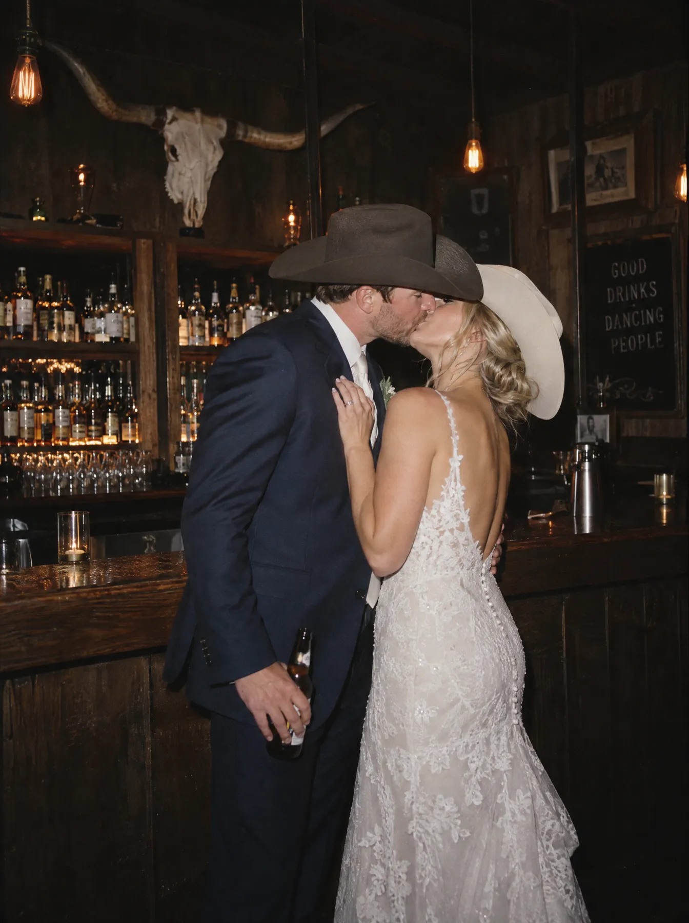 Bethany and Zach slow dancing at their Hill Country reception